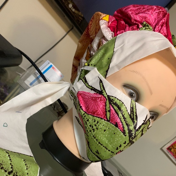 African Style Cloth Face Mask and Headgear - Picture 1 of 7